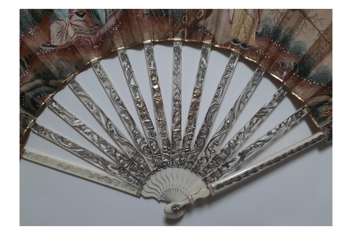 Conversation at the windows, fan circa 1760–80