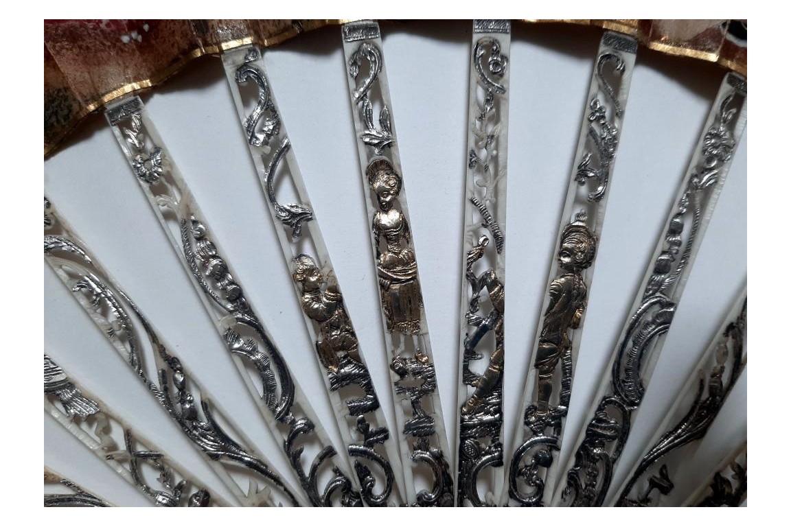 Conversation at the windows, fan circa 1760–80