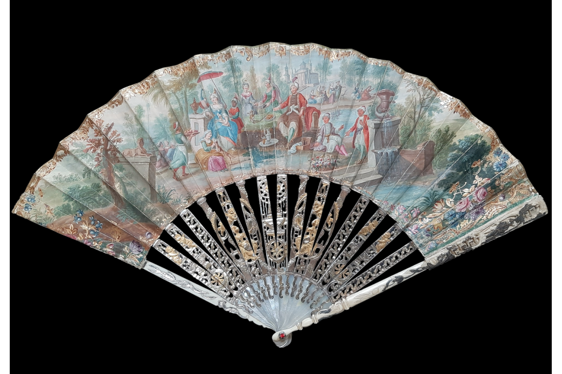 Turqueries at the garden, fan circa 1760-70