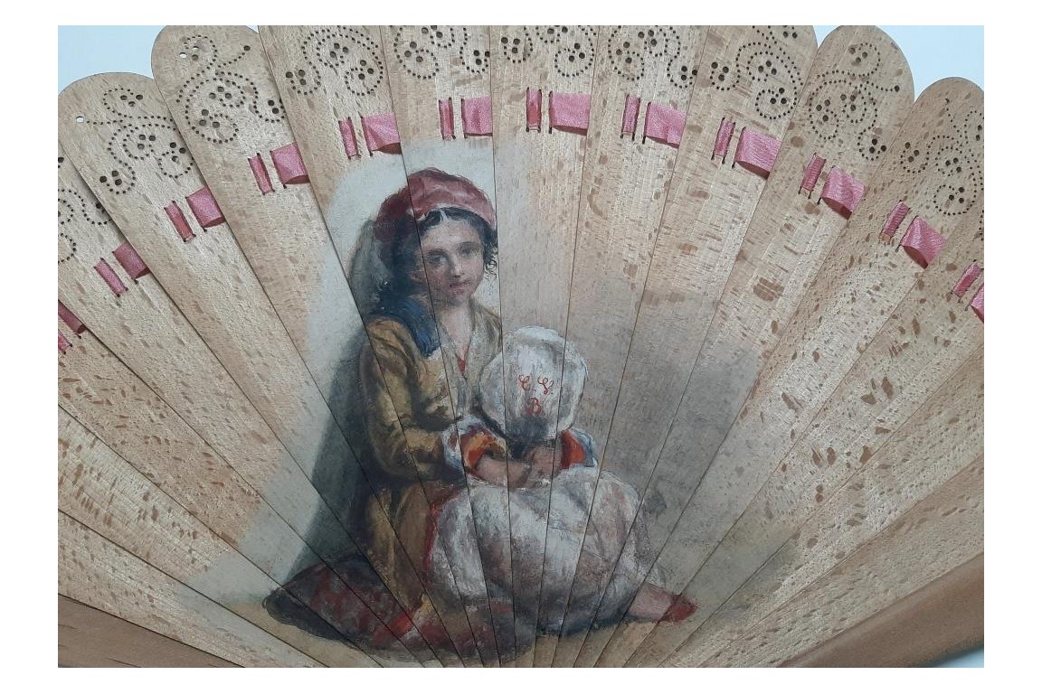 The doorman dog and the little Berber girl, late 19th century fan