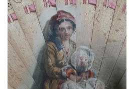 The doorman dog and the little Berber girl, late 19th century fan