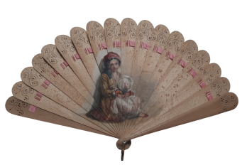 The doorman dog and the little Berber girl, late 19th century fan