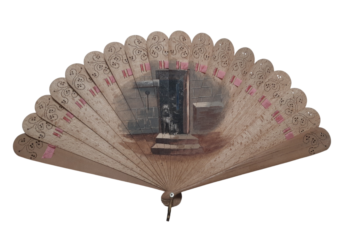 The doorman dog and the little Berber girl, late 19th century fan