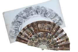 Romance of Arabia, fan and lithograph circa 1850-60