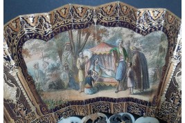 Romance d'Arabie, éventail et sa lithographie vers 1850-60
