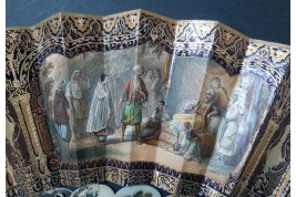 Romance d'Arabie, éventail et sa lithographie vers 1850-60