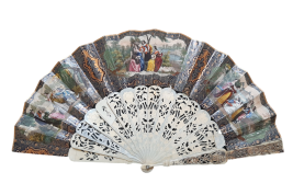 Romance of Arabia, fan and lithograph circa 1850-60
