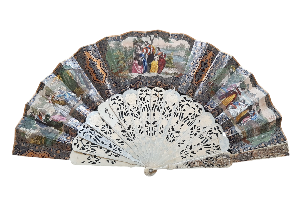 Romance of Arabia, fan and lithograph circa 1850-60