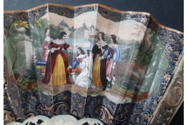 Romance of Arabia, fan and lithograph circa 1850-60