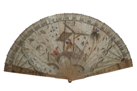 Chinoiserie with acrobats, fan circa 1820-30