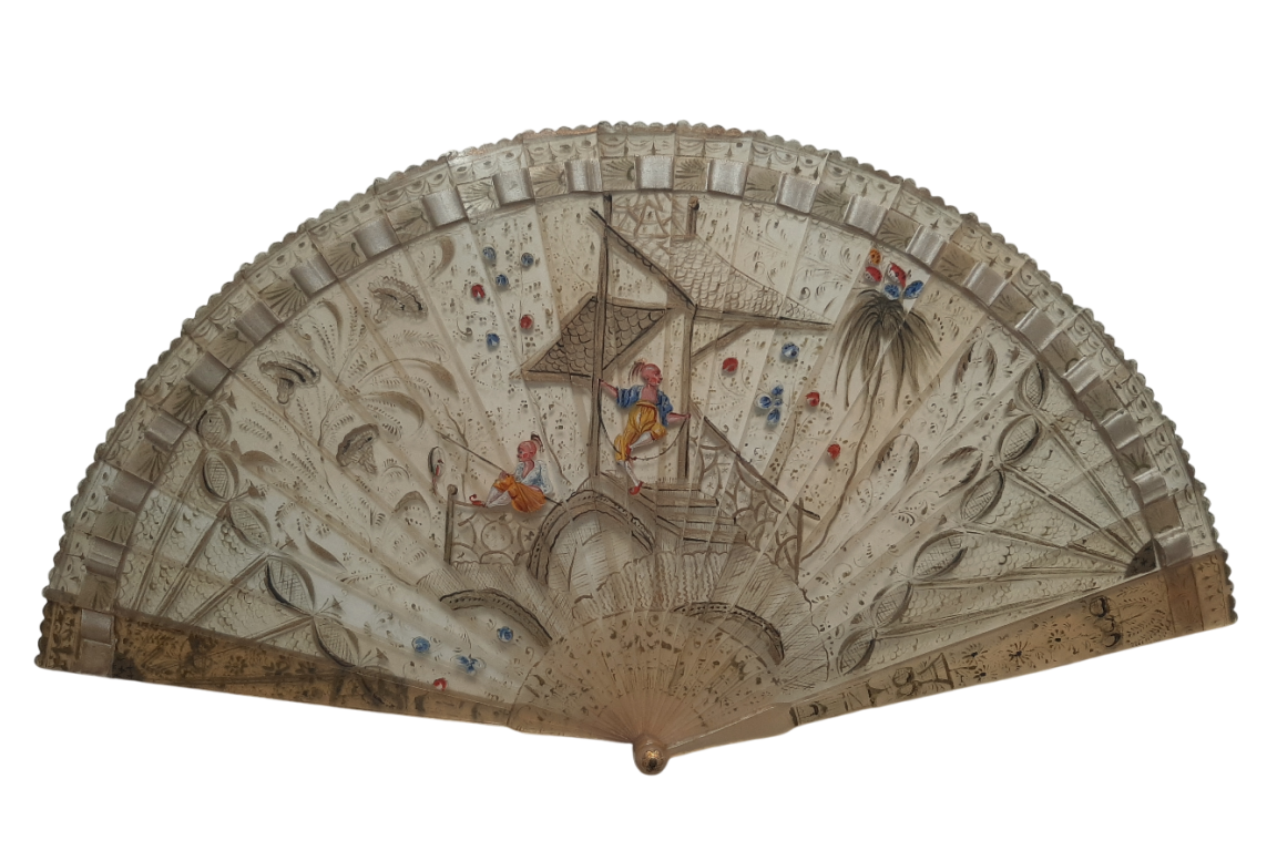 Chinoiserie with acrobats, fan circa 1820-30