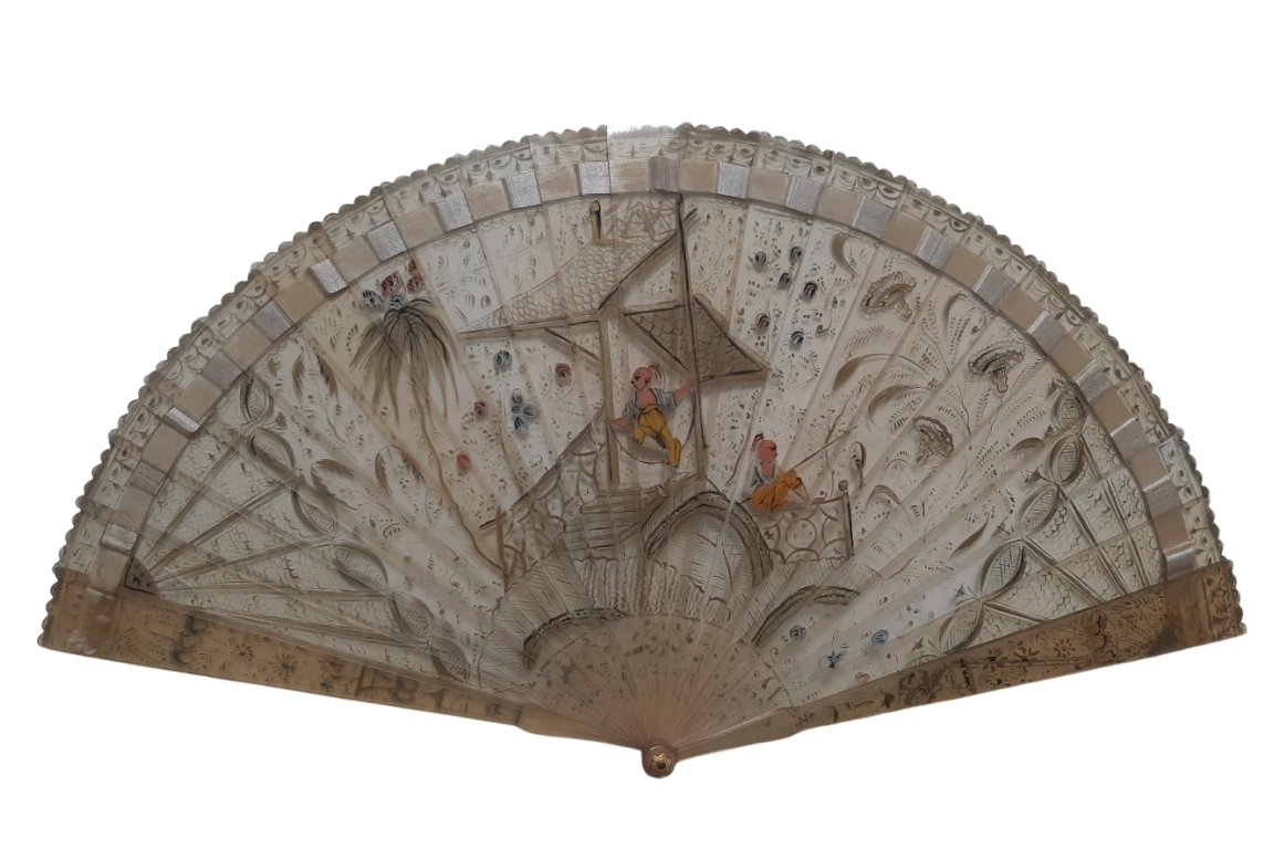 Chinoiserie with acrobats, fan circa 1820-30