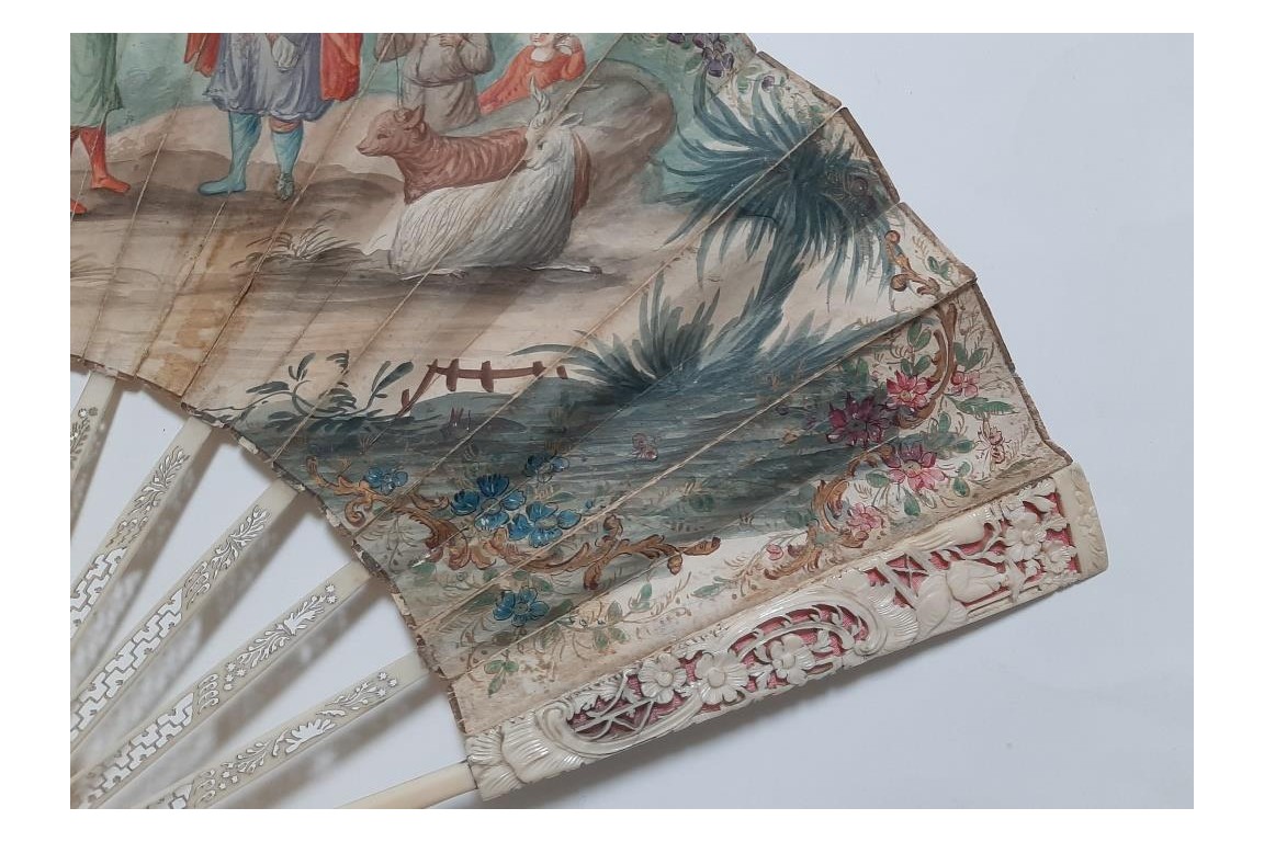 Joseph sold by his brothers, fan circa 1760-70