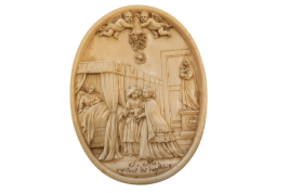 Empress Eugénie visiting the sick, medallion circa 1866