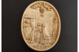 Empress Eugénie visiting the sick, medallion circa 1866