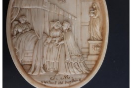 Empress Eugénie visiting the sick, medallion circa 1866