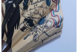 Chez Marianne, éventail publicitaire et autographe, période Art Déco