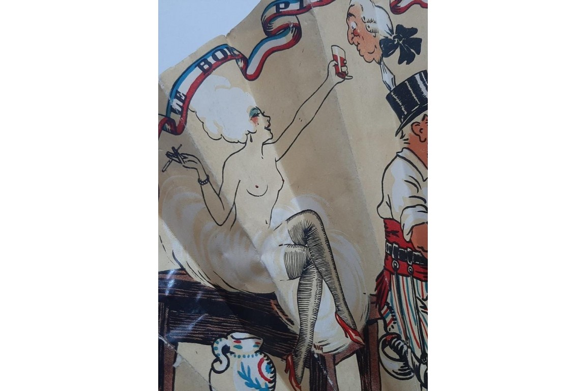 Chez Marianne, éventail publicitaire et autographe, période Art Déco