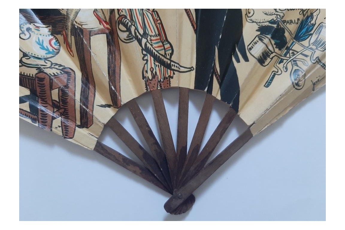 Chez Marianne, advertising and autograph fan, Art Deco period