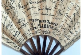 Chez Marianne, advertising and autograph fan, Art Deco period