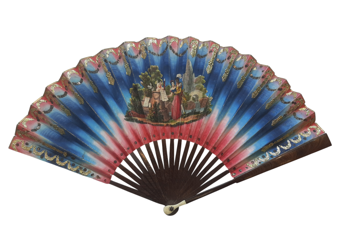 L'ombre de l'amour d'Ovide, éventail ombré vers 1830