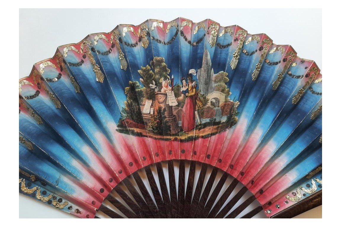 L'ombre de l'amour d'Ovide, éventail ombré vers 1830