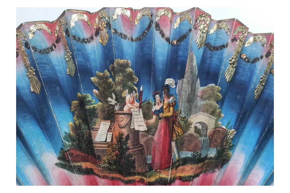 L'ombre de l'amour d'Ovide, éventail ombré vers 1830
