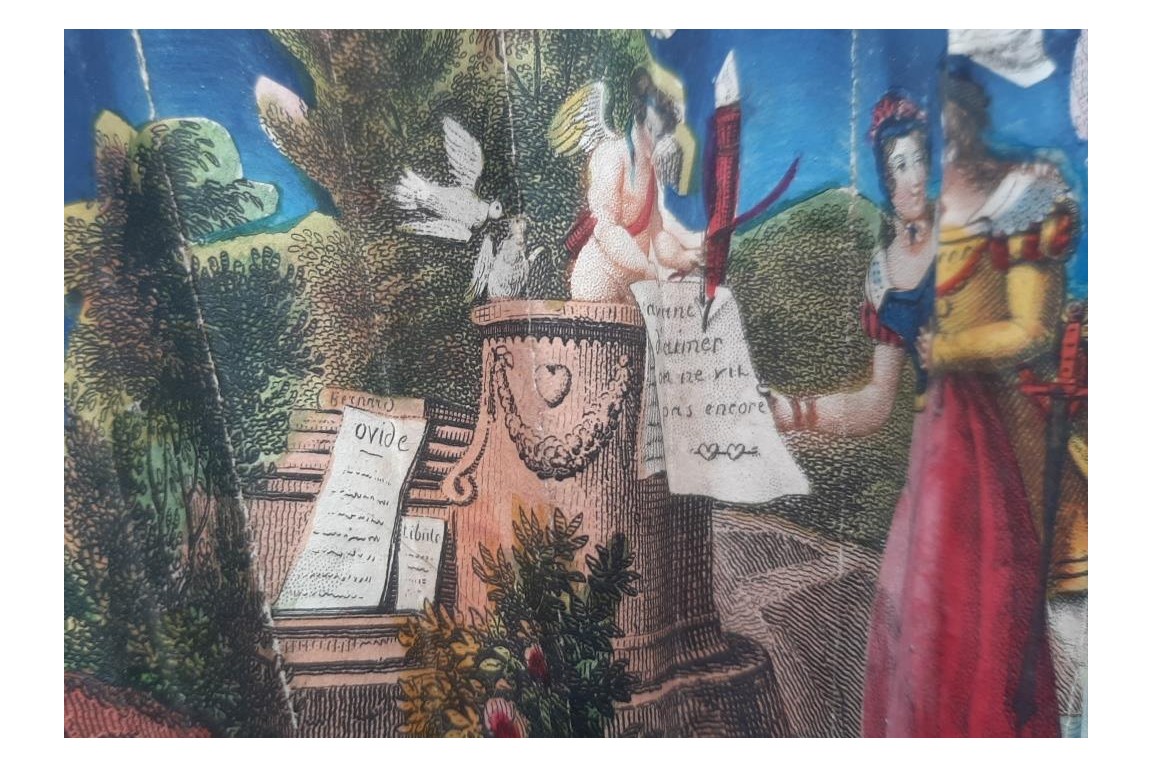 L'ombre de l'amour d'Ovide, éventail ombré vers 1830