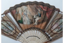 Le roi et la reine de Sardaigne, éventail vers 1835-40