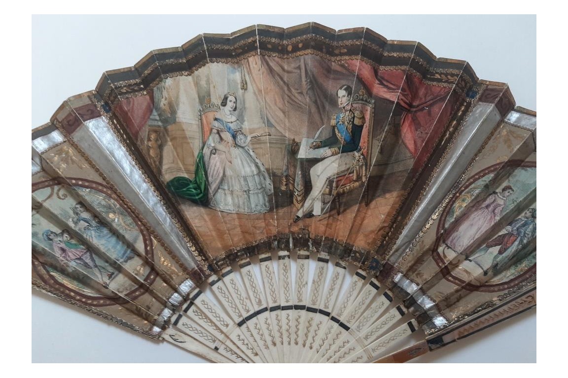 Le roi et la reine de Sardaigne, éventail vers 1835-40