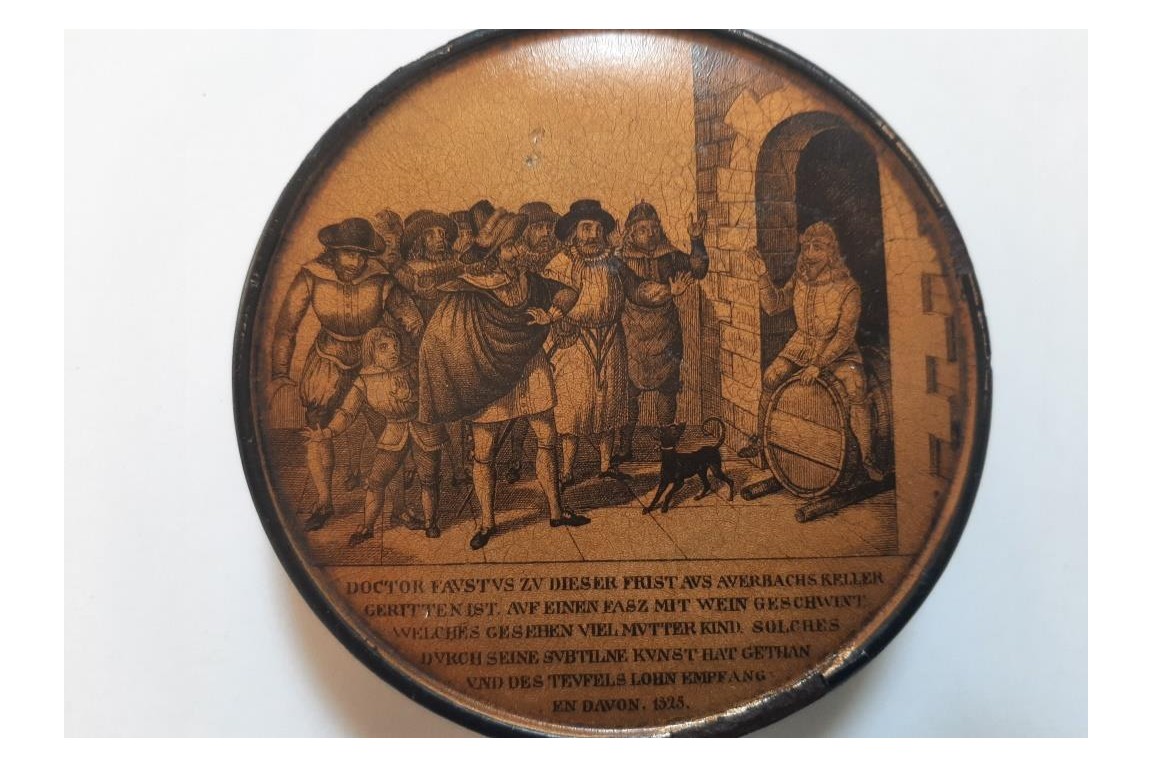 Faust à la taverne d'Auerbach en 1525, tabtière XIXème siècle