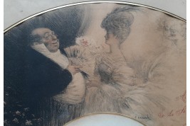 La Société des Dessinateurs Humoristes et Monnier, feuille d'éventail de Léandre vers 1905