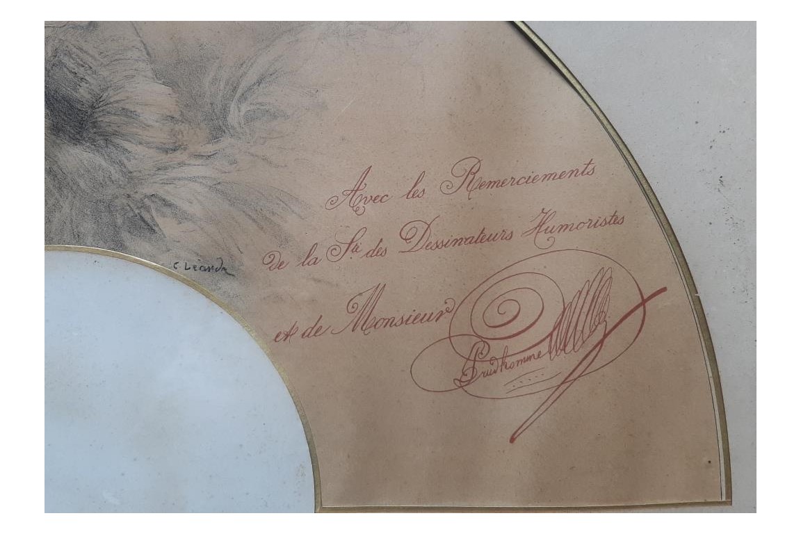 La Société des Dessinateurs Humoristes et Monnier, feuille d'éventail de Léandre vers 1905