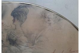 La Société des Dessinateurs Humoristes et Monnier, feuille d'éventail de Léandre vers 1905