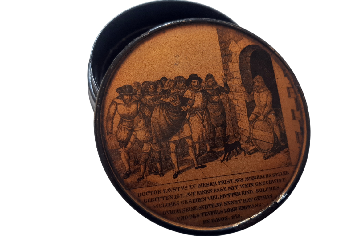 Faust à la taverne d'Auerbach en 1525, tabtière XIXème siècle