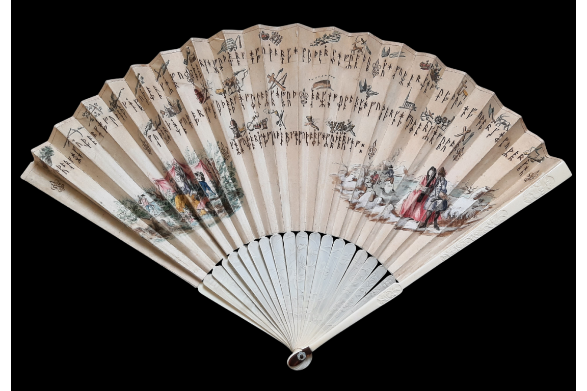 Mystérieuses runes, éventail vers 1730-40
