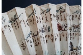 Mystérieuses runes, éventail vers 1730-40