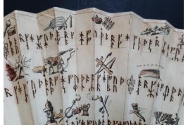 Mysterious runes, fan circa 1730–40