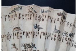 Mystérieuses runes, éventail vers 1730-40