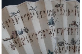 Mysterious runes, fan circa 1730–40