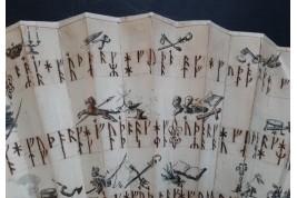 Mysterious runes, fan circa 1730–40