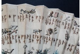 Mystérieuses runes, éventail vers 1730-40