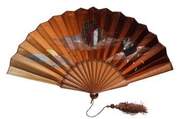 Cat in the hot air balloon, late th century fan