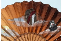 Cat in the hot air balloon, late th century fan