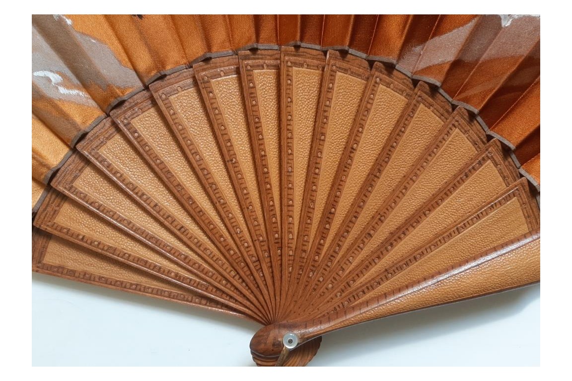 Cat in the hot air balloon, late th century fan
