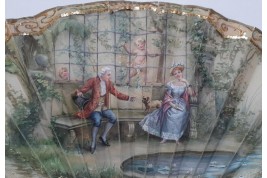 L'amour espion, éventail dedans-dehors vers 1900
