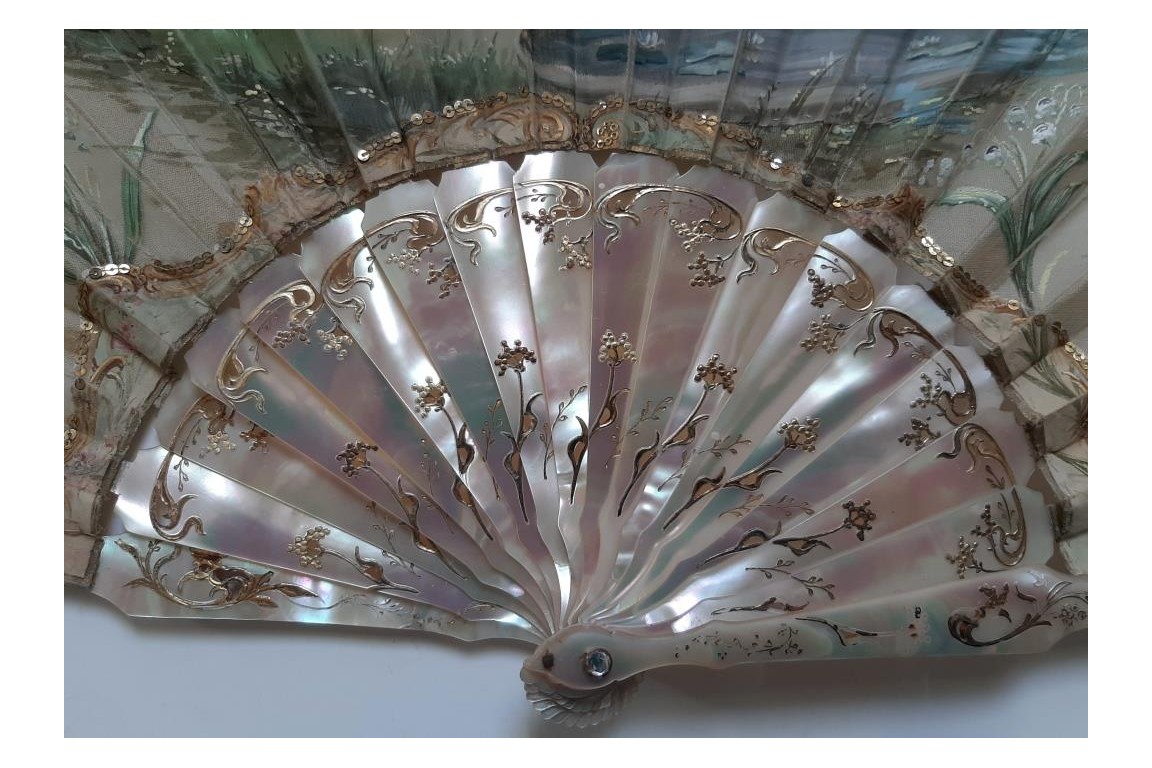 Spy love, inside-out fan, circa 1900