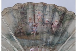 L'amour espion, éventail dedans-dehors vers 1900