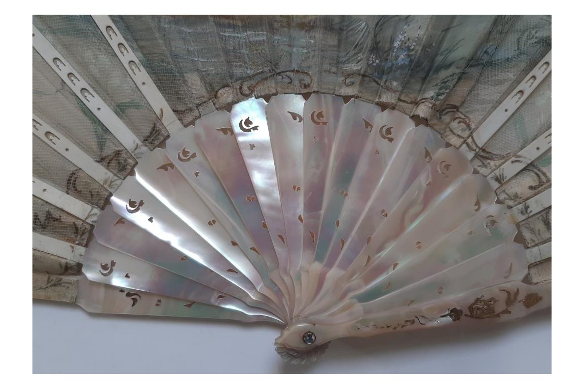 Spy love, inside-out fan, circa 1900