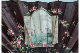 The open window, mouchoir fan, circa 1900